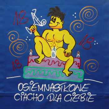[Db05] Poduszka bawełniana Osiemnastkowe Ciacho dla Ciebie